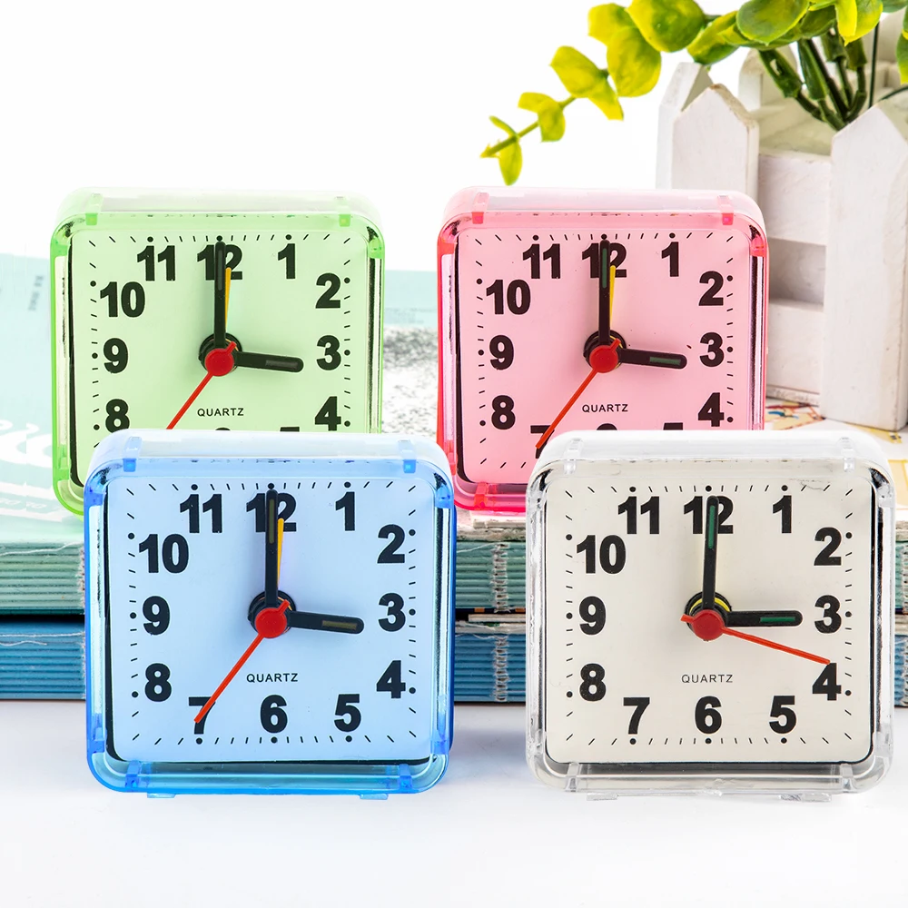 1pc Square Small Alarm Clock Transparent Case Compact Digital