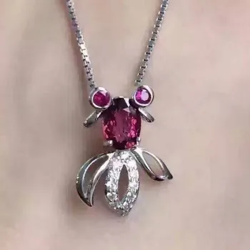 

natural garnet pendants 925 sterling silver natural red gem goldfish Pendants personality fine jewelry for women send necklace