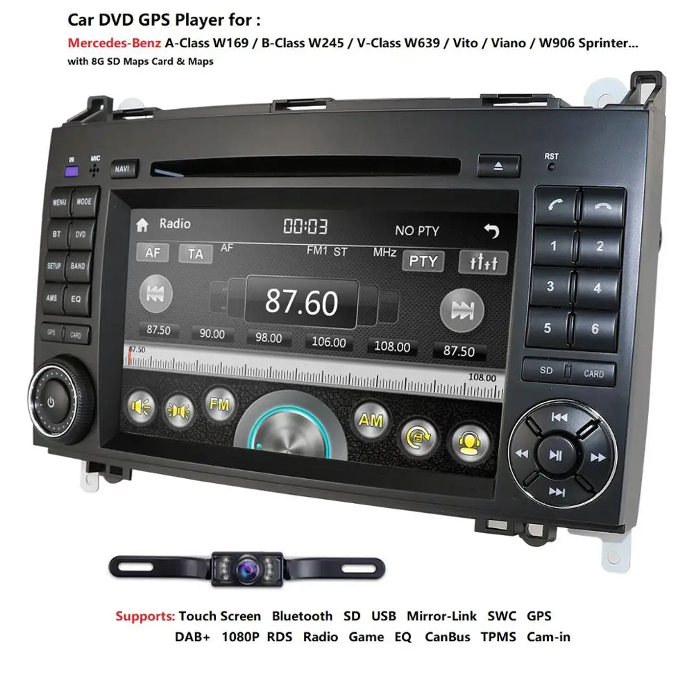  2 Din Car DVD For Mercedes Benz B Class B200 W169 W245 W639 Viano Vito Sprinter B170 Auto Stereo GP