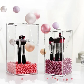 

European Crystal Cosmetics Storage Bucket Pen Holder Decorative Storage Basket Decorative and Protective Makeup Brush Pearls