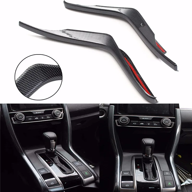 

Black Carbon Fiber Look Dashboard Gear Side Cover Trim for Honda for Civic 2016 2017 Durable Quality
