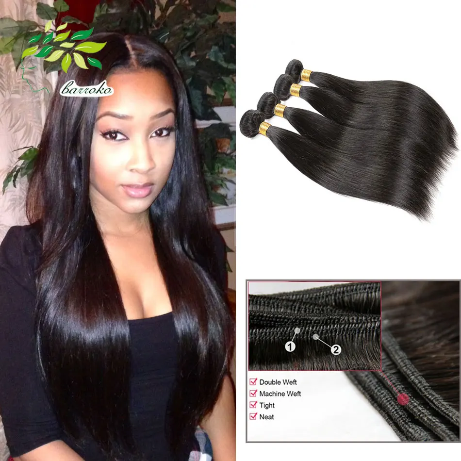 3Pcs Lot 7a Unprocessed Human Hair Extension Straight Brazilian Hair 1b