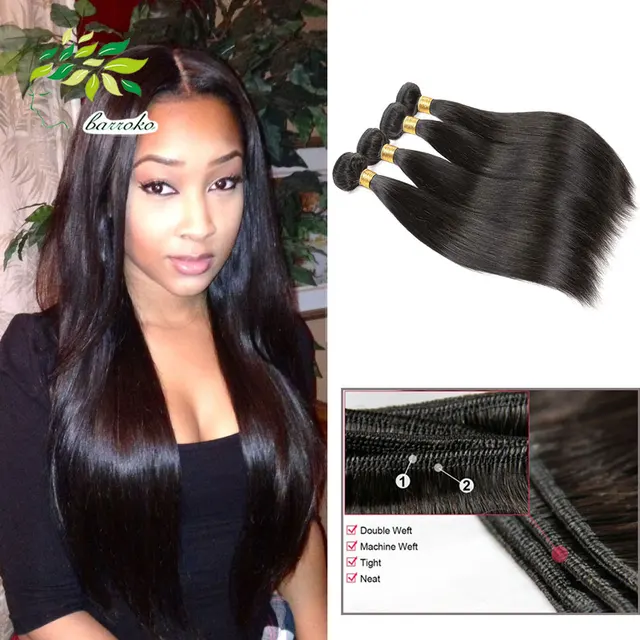 3Pcs Lot 7a Unprocessed Human Hair Extension Straight Brazilian Hair 1b