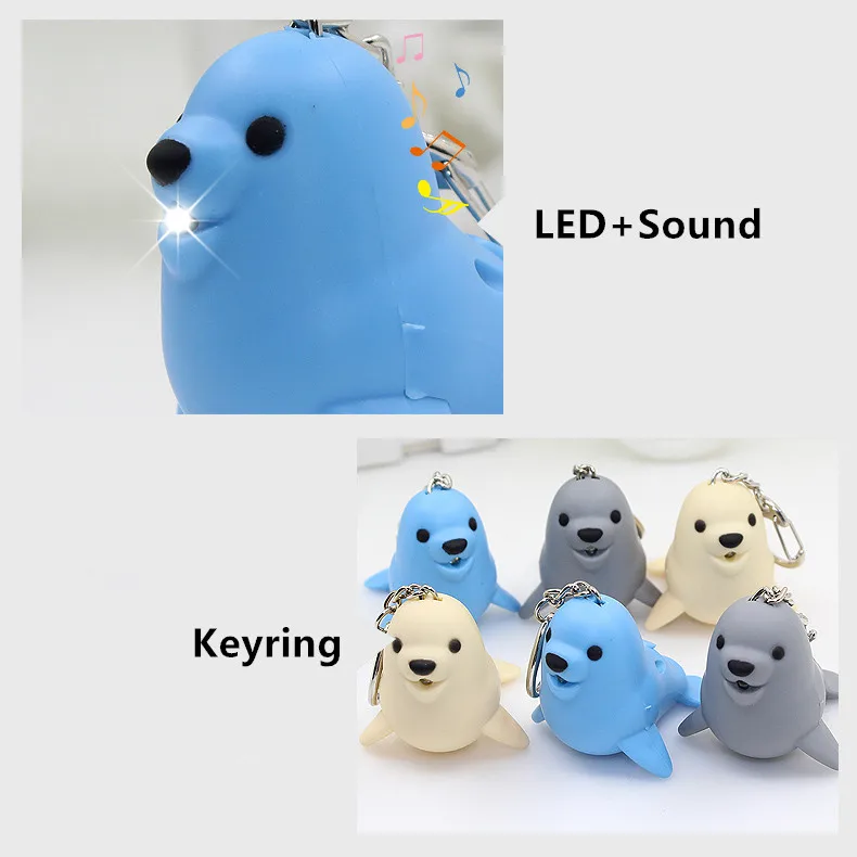 Мультфильм морской лев светодиодный брелок со звуком, милый фонарик моделирование модельный брелок, детские игрушки подарок брелки сумка Подвеска
