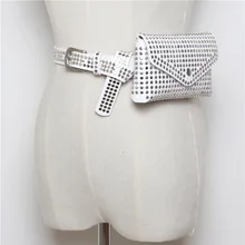 Поясная Сумка Для женщин Поясные сумки модные заклепки панк женский ремень пакет Винтаж Мини Сумки из искусственной кожи простые Повседневное поясные сумки набедренный карман