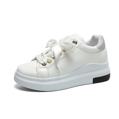 Г., осенняя модная повседневная обувь женская обувь на платформе женские кроссовки, цвета: золотистый, белый, розовый tenis feminino - Цвет: Белый