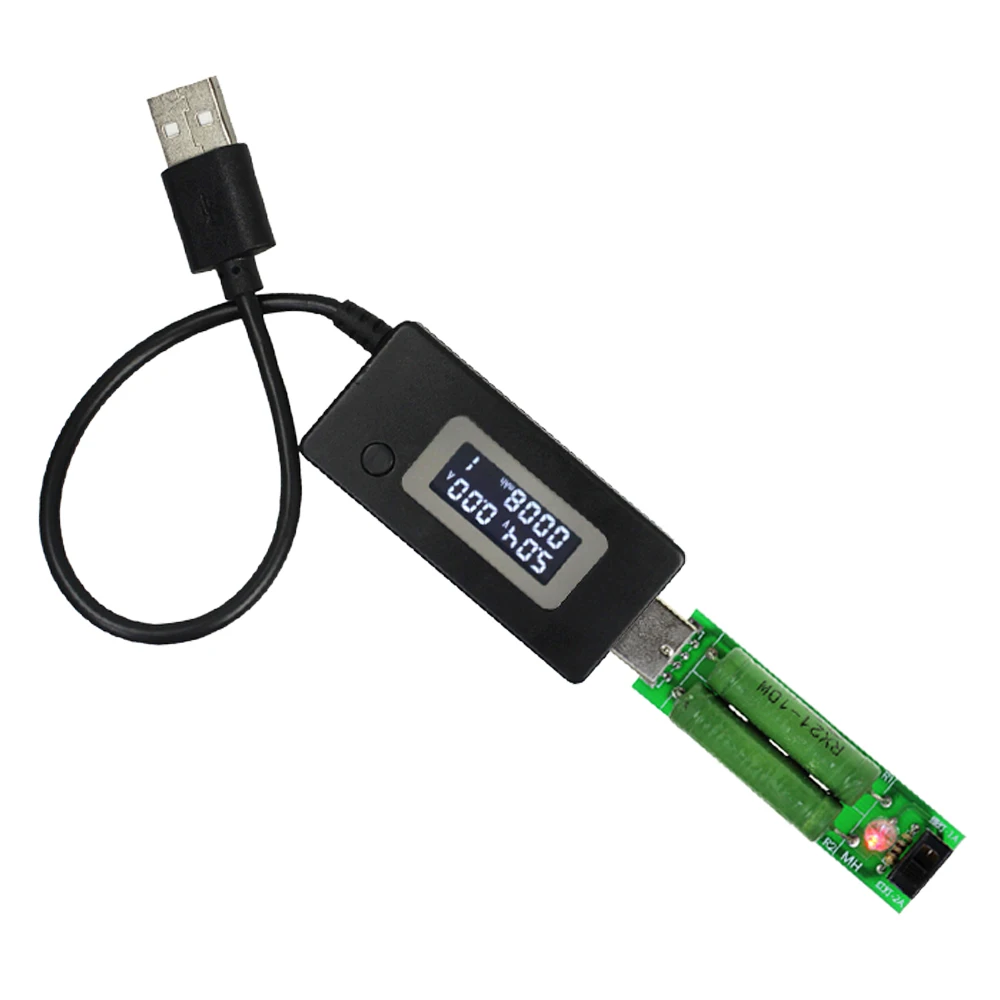 

LCD Micro USB Charger Battery Capacity Voltage Current Tester Meter Black+USB Mini Discharge Load Resistor 2A/1A with Switch