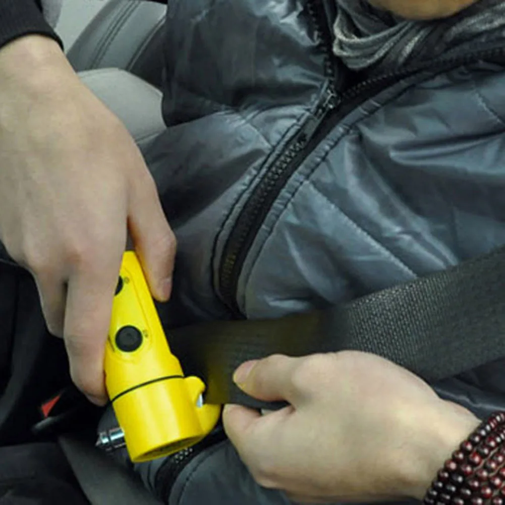 4 в 1 аптечка Автомобильная безопасности побег Молот спасательные инструмент автоматического аварийного ремня Резак окно Стекло выключатель Rescue Tool