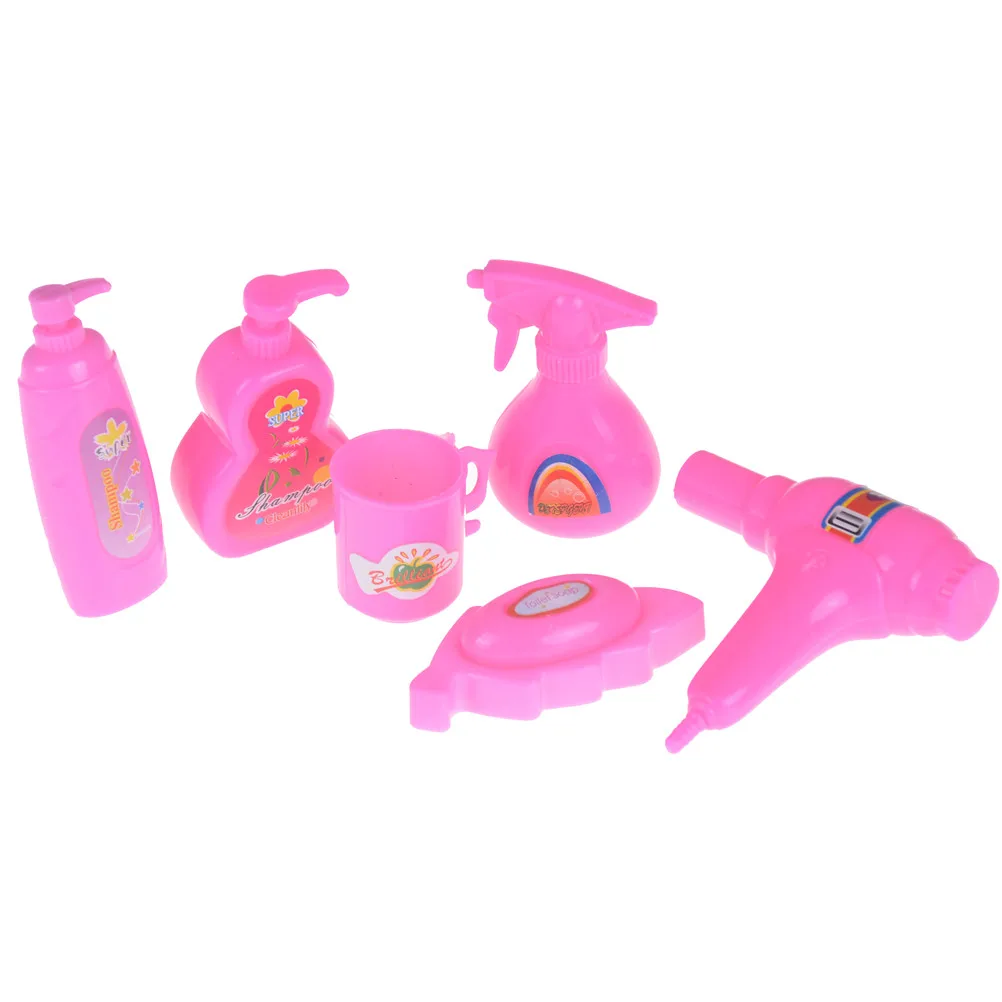 

1Set/6Pcs Hair Dryer Bath Soap Cup Kids Toy for Doll Furniture Bath Doll House Accessories Hot Sale