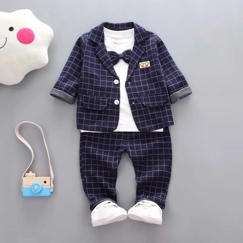 Navy Blue IENENS/одежда для малышей, комплекты одежды детские официальные костюмы для мальчиков детская праздничная одежда для мальчиков на свадьбу модные комплекты одежды для мальчиков, 3 предмета - Цвет: Navy Blue