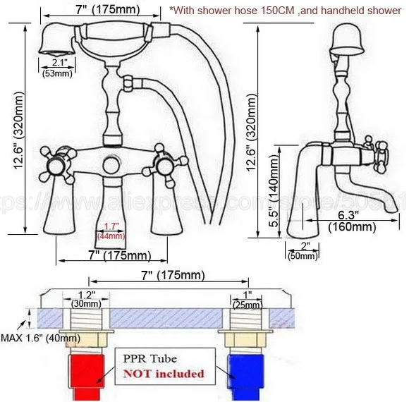 Bathtub Faucets Antique Brass Bathroom Faucet Mixer Tap Deck Mounted Hand Held Shower Head Kit Shower Faucet Sets ztf038