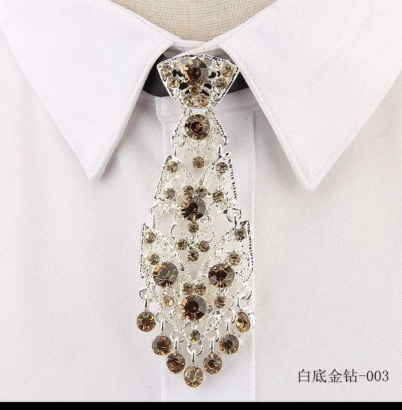 Элегантный галстук для мужчин и женщин на свадьбу, банкет, шею, Боло, вечерние галстуки, рубашка, галстук-платок, детский галстук, кристалл, сплав, стразы, галстук-бабочка - Цвет: Rhinestone Necktie