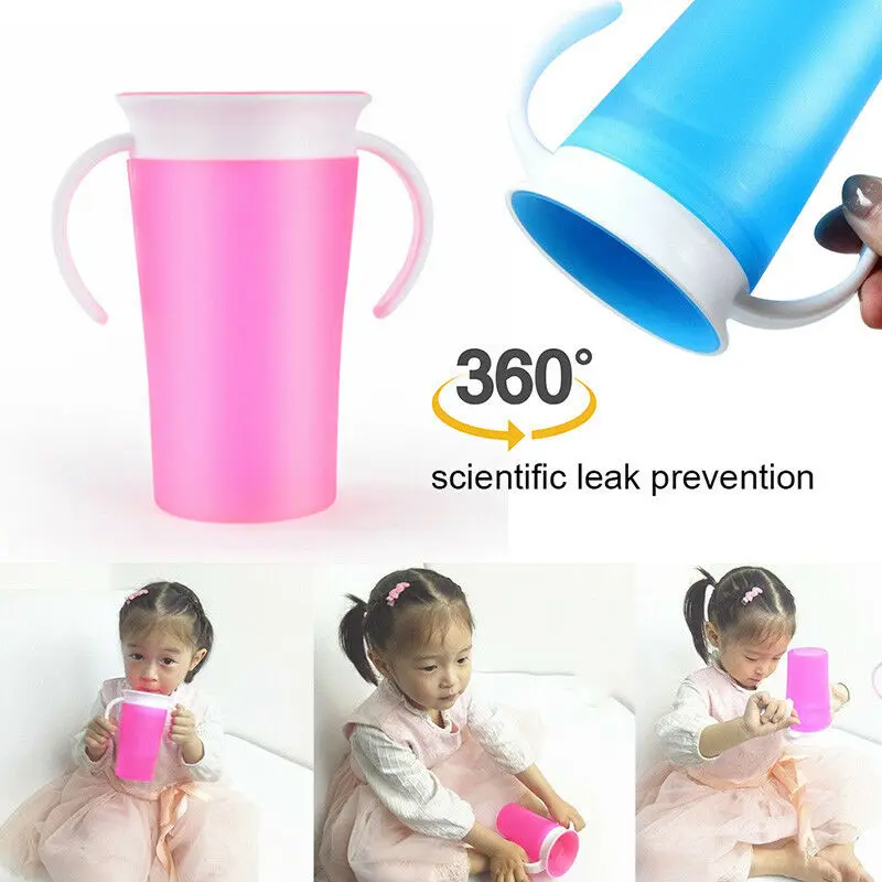 

2019 Newest Toddler Drinking 360 Degree Miracle Training Cup Safe Spill Girl Boys Kids 260ml Miracle 360 Sippy Trainer Cup