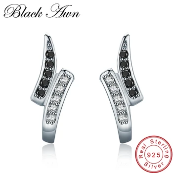 

[BLACK AWN] Trendy 0.8g 925 Sterling Silver Earrings Engagement Stud Earrings for Women Fine Jewelry T197