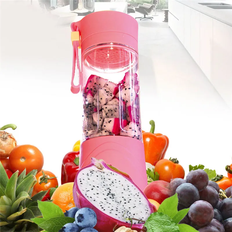 Mini Pink Portable Rechargeable USB Electric Fruit Juicer Smoothie Maker Blender