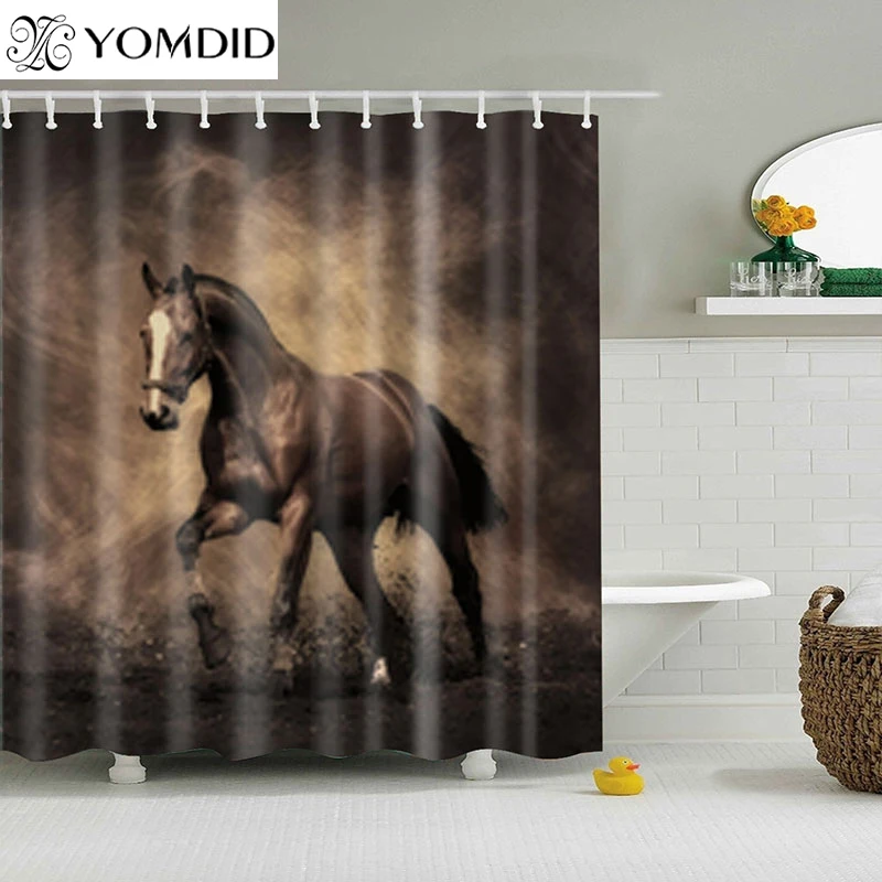 

Retro West Cowboy Boots Hat Horses Shower Curtains Waterproof Bath Screen Curtain Bathroom Printed Shower Curtain with 12 Hooks