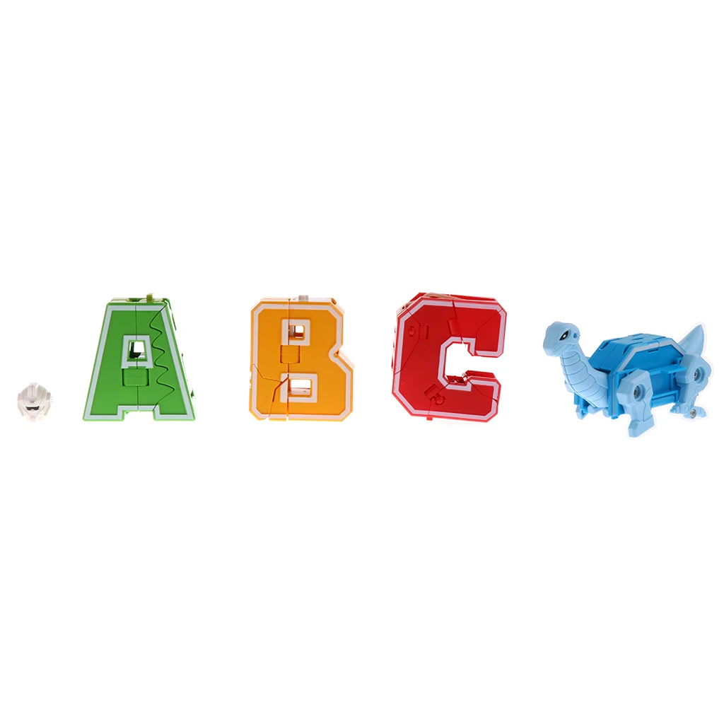 Pack of 4 English Letters Armour Team Transforming Robot Kids Children Educational Toy Party Bag Fillers - A B C D