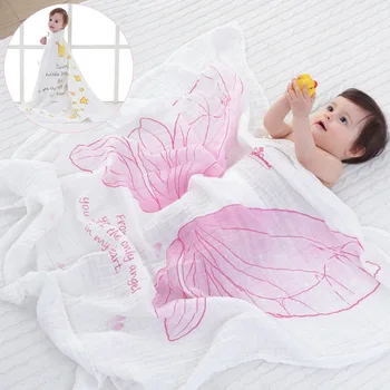 

ruyi bebe Dual-layer Muslin Cotton Gauze Scarf Baby Towels Newborn Baby Swaddling Towel Breathable Blanket for Baby