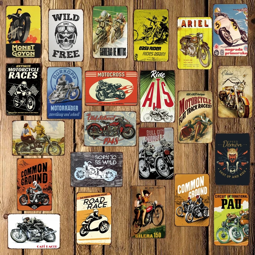 

[ DecorMan ] Classic Motor Racing Metal Signs Custom wholesale Mural Wall Paintings Bar PUB Decor DD-1693