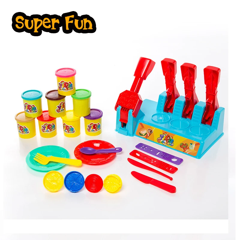 Горячие 3D безопасности Пластилин Playdough гамбургер повара наборы с формы 8 цветов тесто дети ролевые игры играть в обучение и образование игрушка