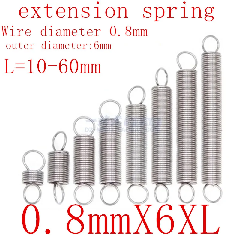 

2Pcs Wire Dia 1.0mm 304 Stainless Steel Dual Hook Small Tension Spring Hardware Accessories Outer Dia 10mm Length 40-100mm