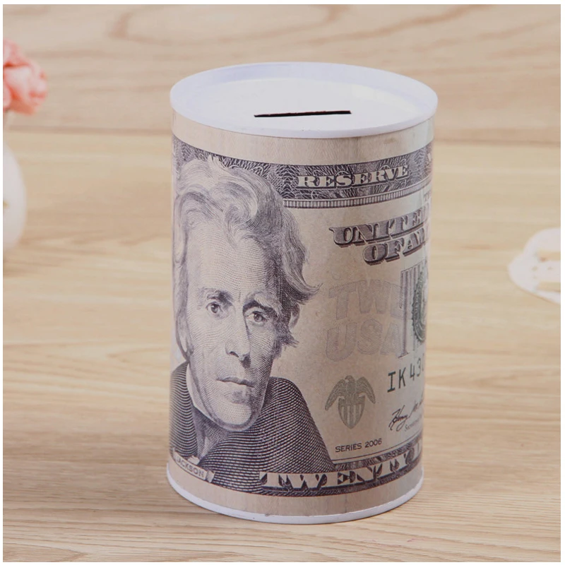 

Box Saving Money Home Decor Favor Gift For Kids Tinplate US Dollar Money Cans Style Piggy Bank Metal Coin Bank Money