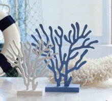 2pcs/lot L/M Wooden Coral Hand-painted Blue or White Wooden Mediterranean Sea Style Tree Home Deco Wooden Craft Hot Selling! m style диван coral