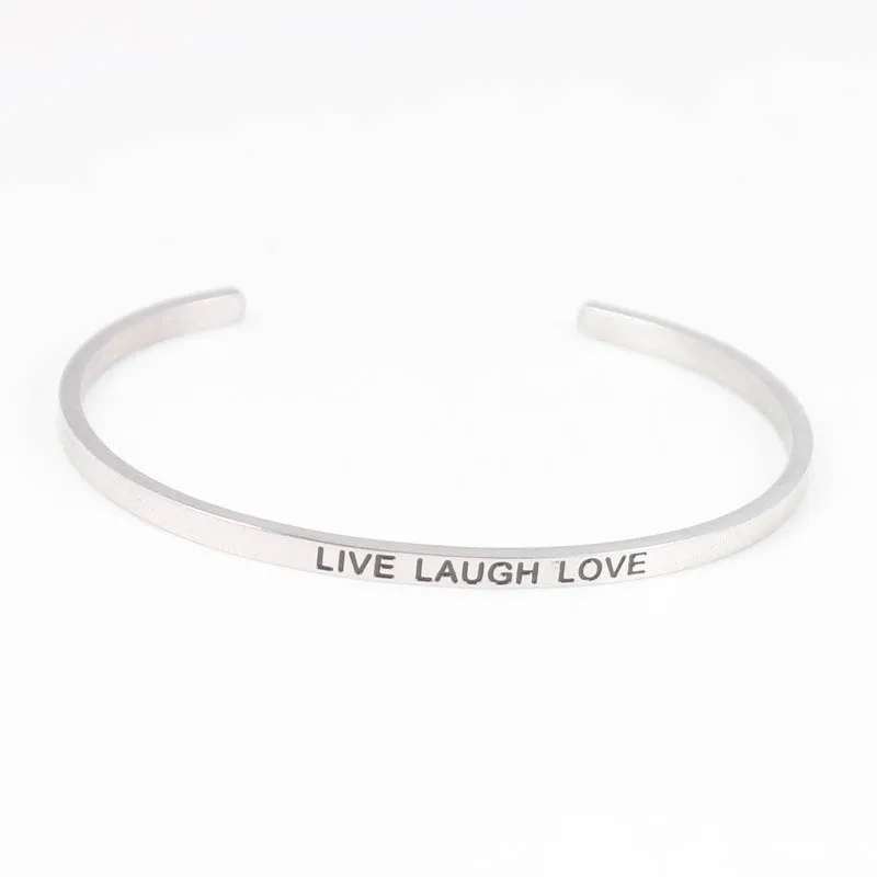 

Live laugh love 316L Stainless Steel Bangle Cuff Bracelets Mantra Bracelets Bangles for Christmas Gift