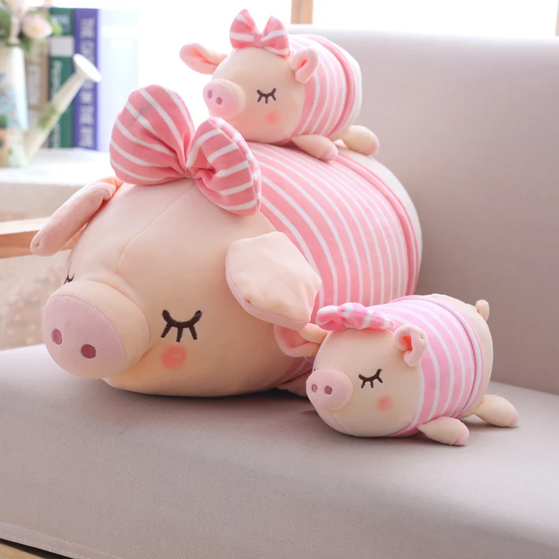 Kawaii розовый бантом Свинья Мягкие плюшевые игрушечные лошадки милые подушки поросенок стежка куклы, чучела животных в форме поросенок для маленьких д