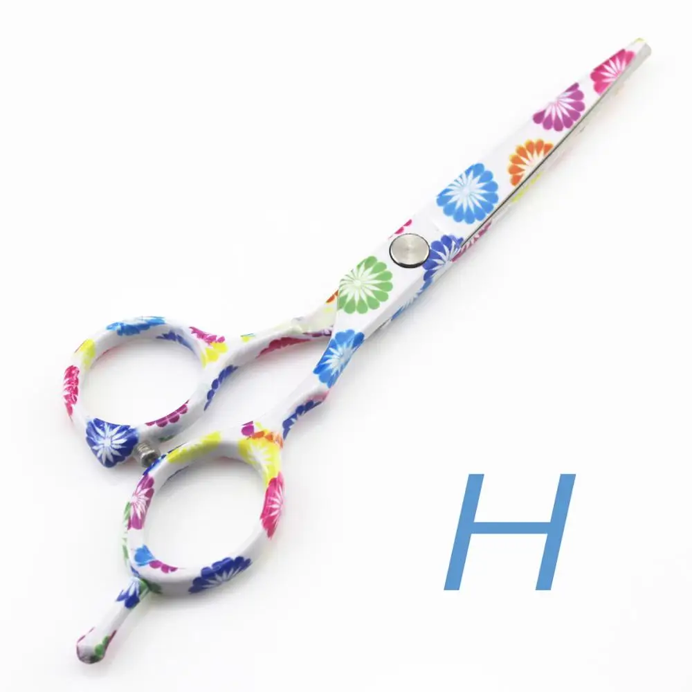 Color H Профессиональные ножницы для волос с цветочным рисунком, 5,5 дюймов, Парикмахерская, Парикмахерская, ножницы Tesoura, резка из нержавеющей стали - Цвет: Color H
