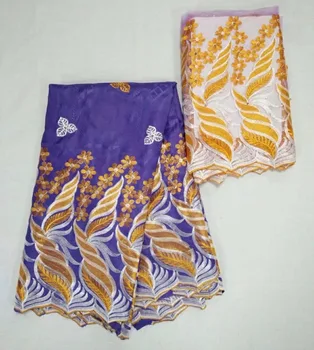 

2017 high quality 5yards African embroidered bazin riche getzner Guinea Barocade fabric 2yards French tulle cord lace for dress