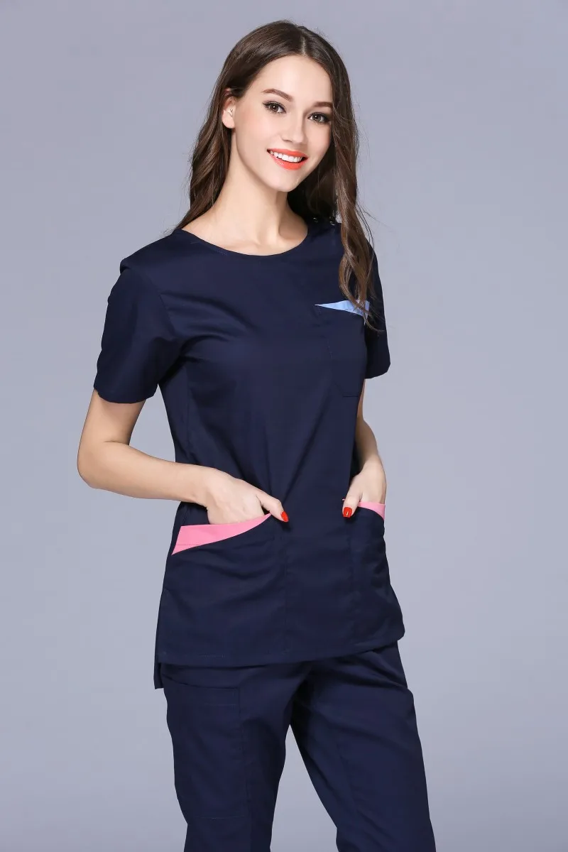 2018 высокое качество Для женщин Медсестра Доктор медицинских скраб одежда летние шорты рукав Открыть плечо шею больницы формы XS-2XL