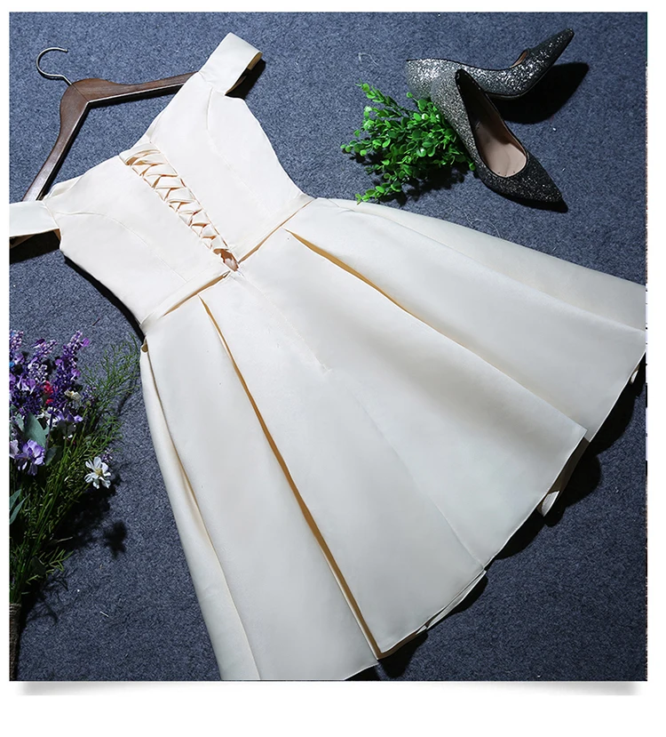 ASL-DK# короткие платья подружки невесты на шнуровке цвета шампанского; платье для свадебной вечеринки; платье для девочек на выпускной; женская модная дешевая одежда;