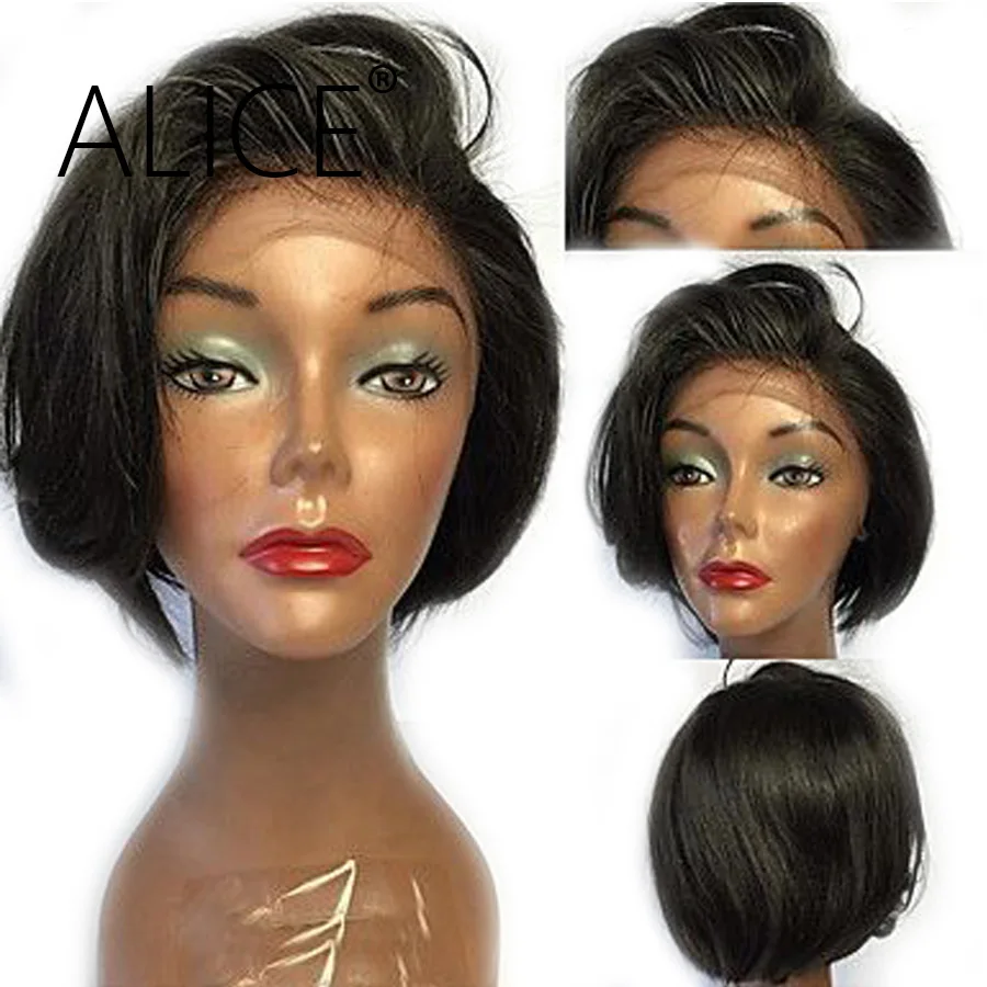

ALICE Bob Cut Wigs Straight Human Hair Wigs Bob Lace Front Wigs Side Part 130% Density Remy Lace Front Human Hair Wigs 13x4