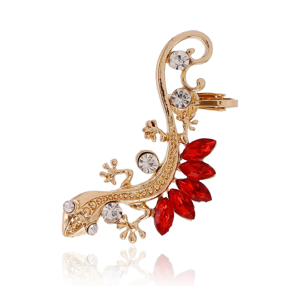 

Exaggerated snake High Quality crystal ear clip Left Ear Cuffs Wrapped Ear Bones Clip Earrings for Womens