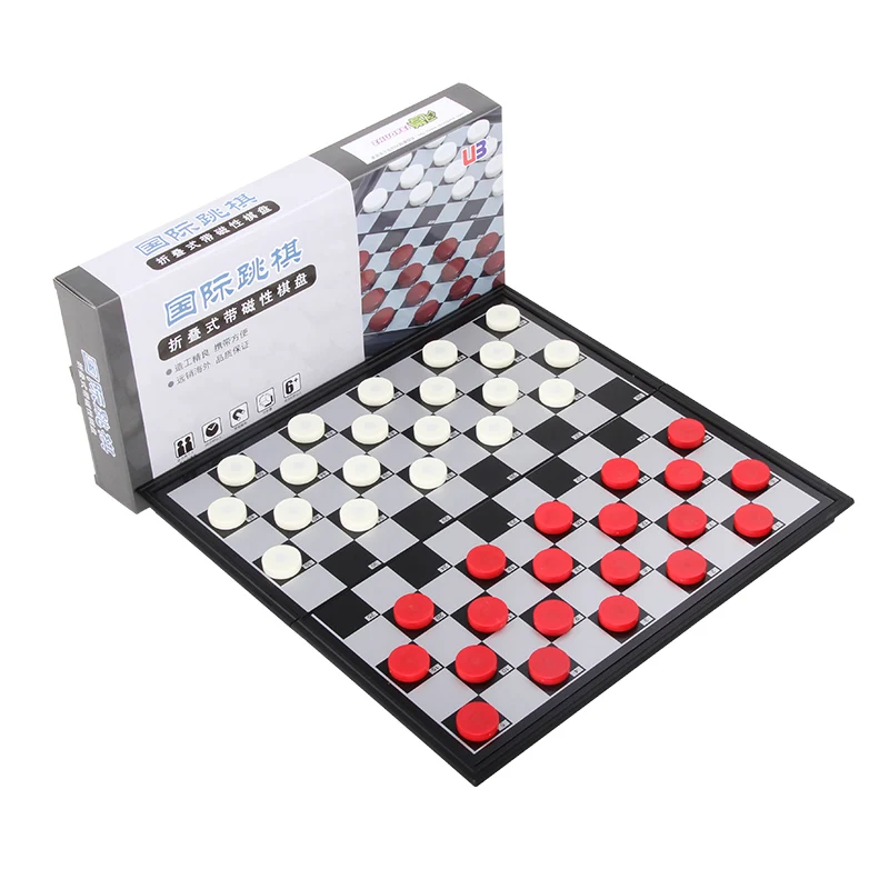 international checkers portable folding plastic chess game board 24pcs chessCN 