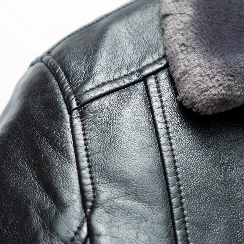 Зимняя мужская кожаная куртка, модные мужские деловые куртки, большие размеры, одноцветные кожаные теплые L-7XL с отложным воротником черного и коричневого цветов