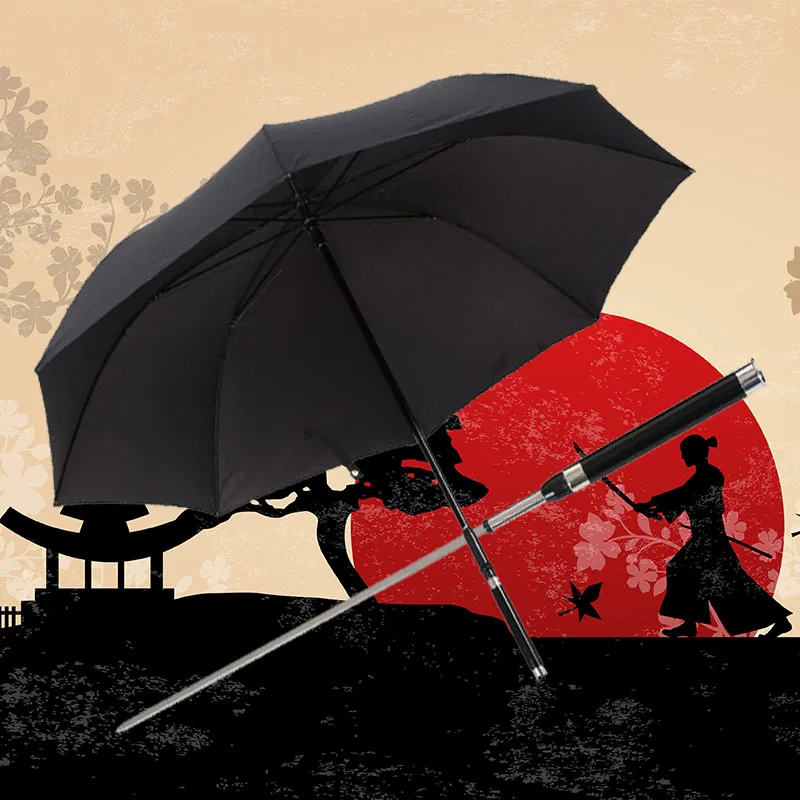 Stylish Sword Warrior Self-defense Long Handle Man Automatic Umbrella Windproof Creative Business Sunny And Rainy Umbrella