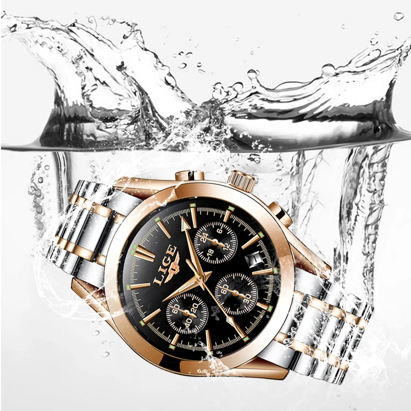

LIGE New Mens Watches Top Brand Luxury Casual Sport Watch Men Full Steel Date Business Waterproof Quartz Clock Relogio Masculino
