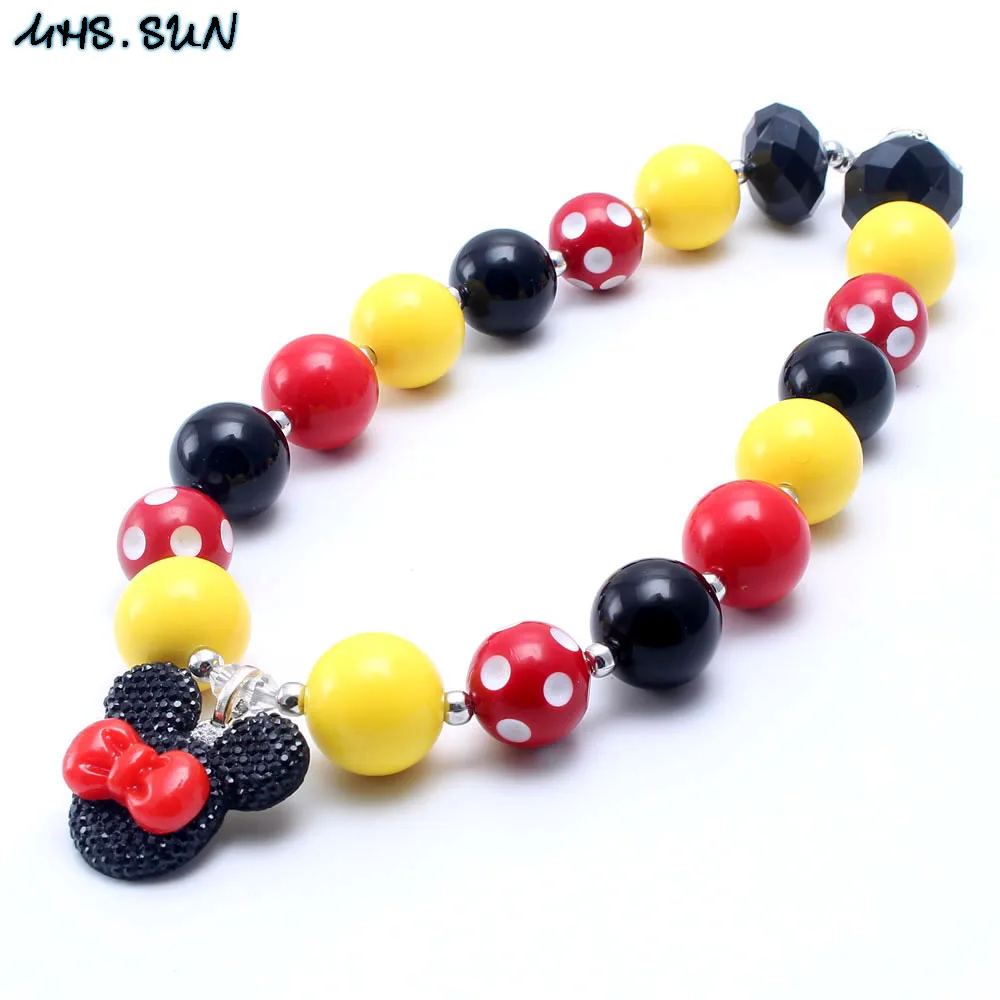 

MHS.SUN Cute Princess Baby Kid Chunky Necklace Cartoon Pendant Girl Kids Bubblegum Chunky Bead Necklace Children Jewelry