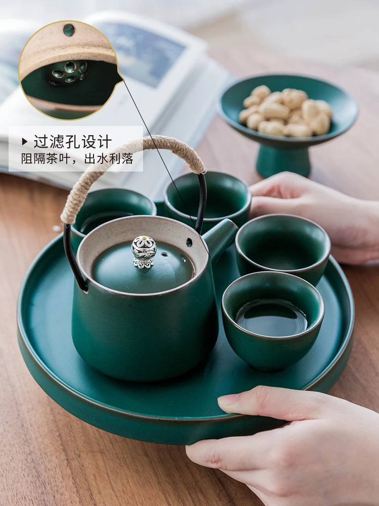  Retro Portable Teapot Set Stoneware Tea Set Chinese Tea Set Kung Fu Gifts Box