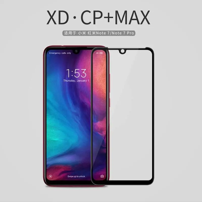 NILLKIN для Xiaomi Redmi Note 7 стеклянный протектор экрана XD CP+ MAX Arc Curve полное покрытие стекло для Xiaomi Redmi Note 7 Pro 6,3''
