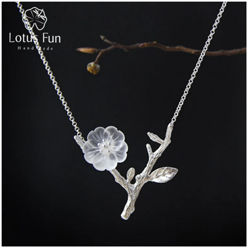 

Lotus Fun Real 925 Sterling Silver Handmade Designer Fine Jewelry Flower in the Rain Necklace with Pendant for Women Collier