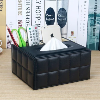 

Multi-function drawing box wood and imitation leather European creative office living room desktop remote box box tissue box