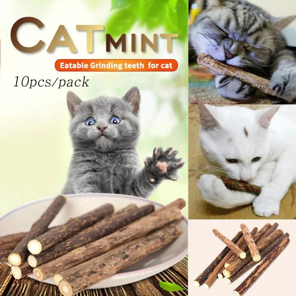 

10pcs Pure Natural Catnip Pet Cat Chewing Toys Molar Toothpaste Stick Cat Cleaning Teeth Snacks Sticks Pet Cat Supplies