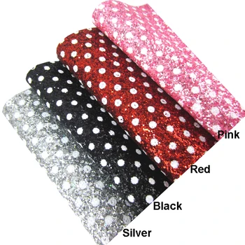 

White Dot Red black Chunky Glitter Fabric Leather sheets for Material DIY Hair Bows 20*34cm 12pcs/lots PPUL37