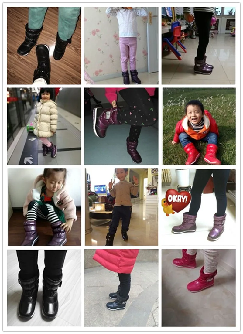 HOBIBEAR/зимние ботинки для девочек; детская обувь из натуральной кожи для мальчиков; теплая водонепроницаемая Нескользящая зимняя детская обувь с меховой подкладкой; A757