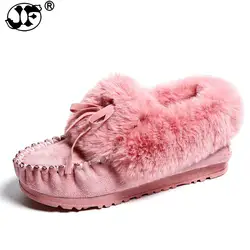 Женские зимние ботинки на плоской подошве, теплые зимние ботильоны на платформе, женская обувь с круглым носком, женские меховые ботинки с