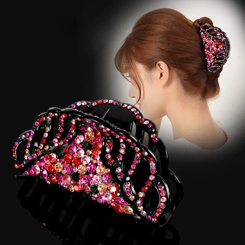 

Rhinestone Simple Hairpin Hand-made Grab Clip Resistant To Falling Bath Hair Grab Chucks Claws Ponytail Card Hair Pin Girl
