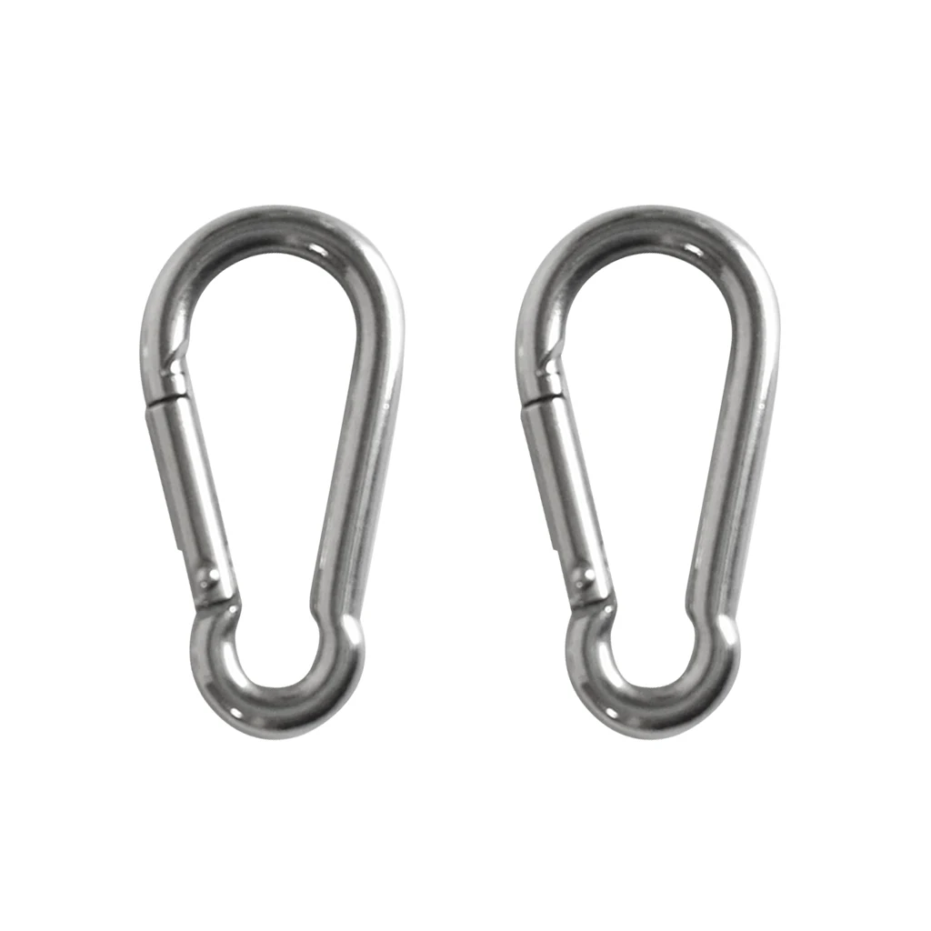 2 Pieces Stainless Steel Carabiner Clip Snap Spring Fast Hook Buckle M5/4x50/40mm for Camping Hiking Boating Kayaking Accessory
